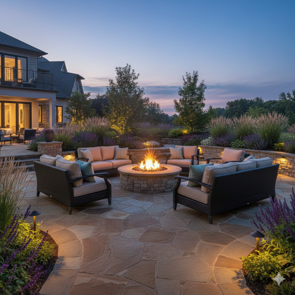 Professional landscaping work in progress